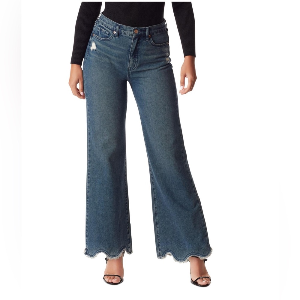 Sam Edelman Codie Raw Scalloped Hem Wide Leg Jeans - Size 26
